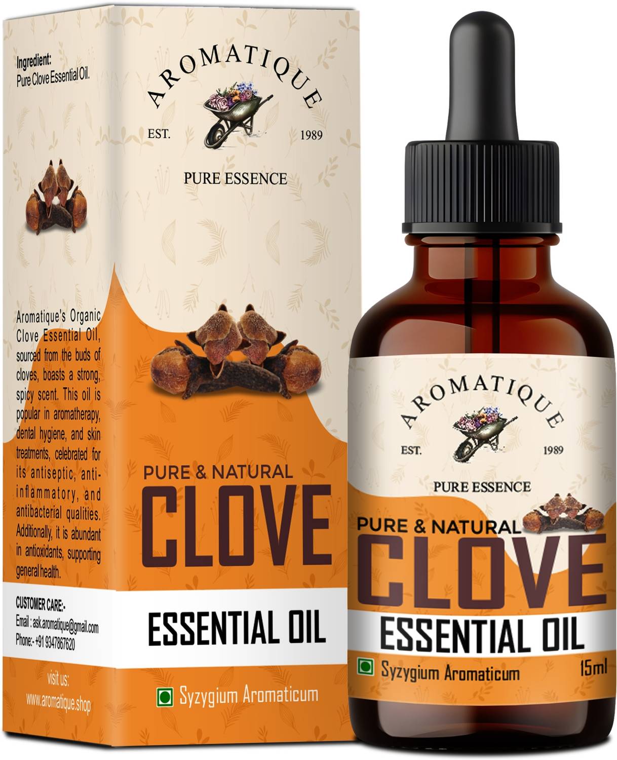Aromatique Clove Essential Oil ,Therapeutic Grade. Pure Clove Oil for Teeth, Skin and Hair
