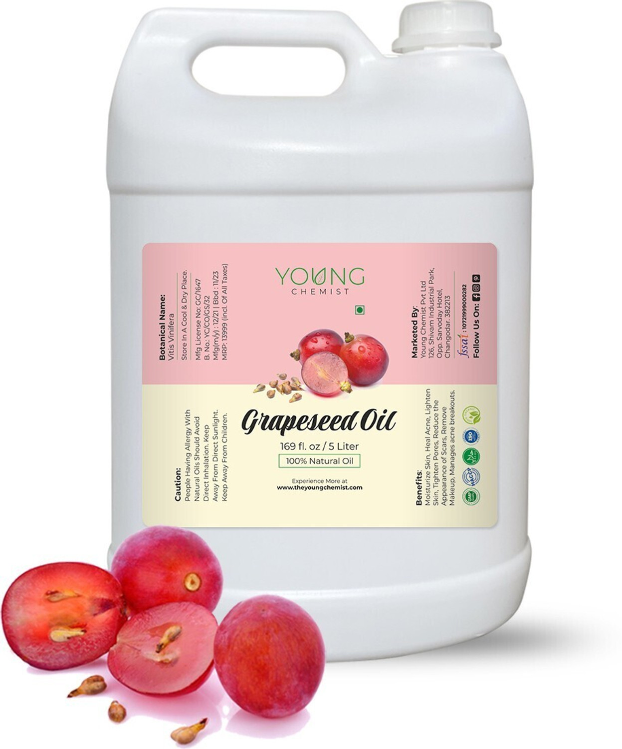 Image of Young Chemist Grapeseed Oil - Cold Pressed Oil for Skin, Hair Care