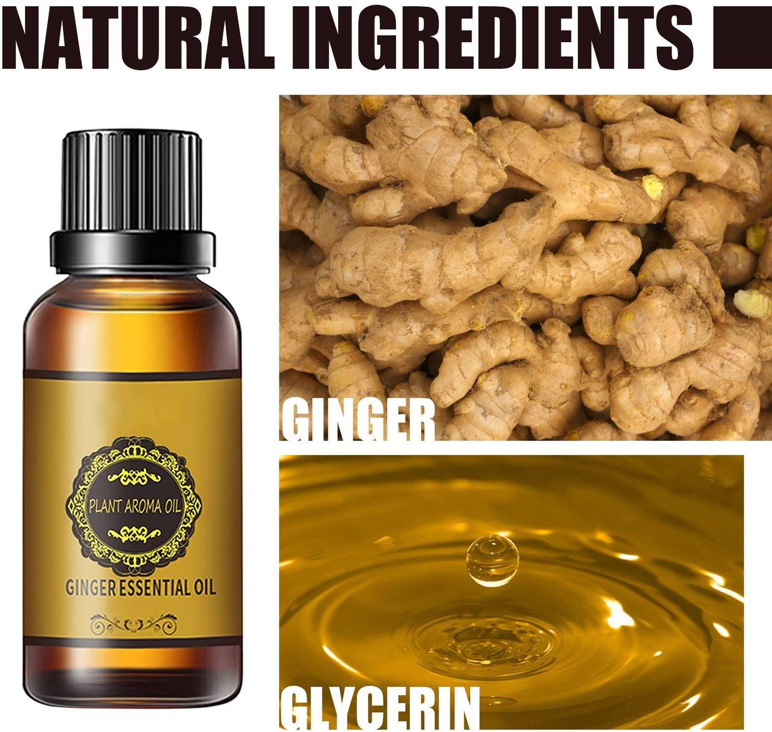Barbers Crew Drainage Ginger Tummy Fat Reduce belly Ginger Drainage Massage Slim Oil-