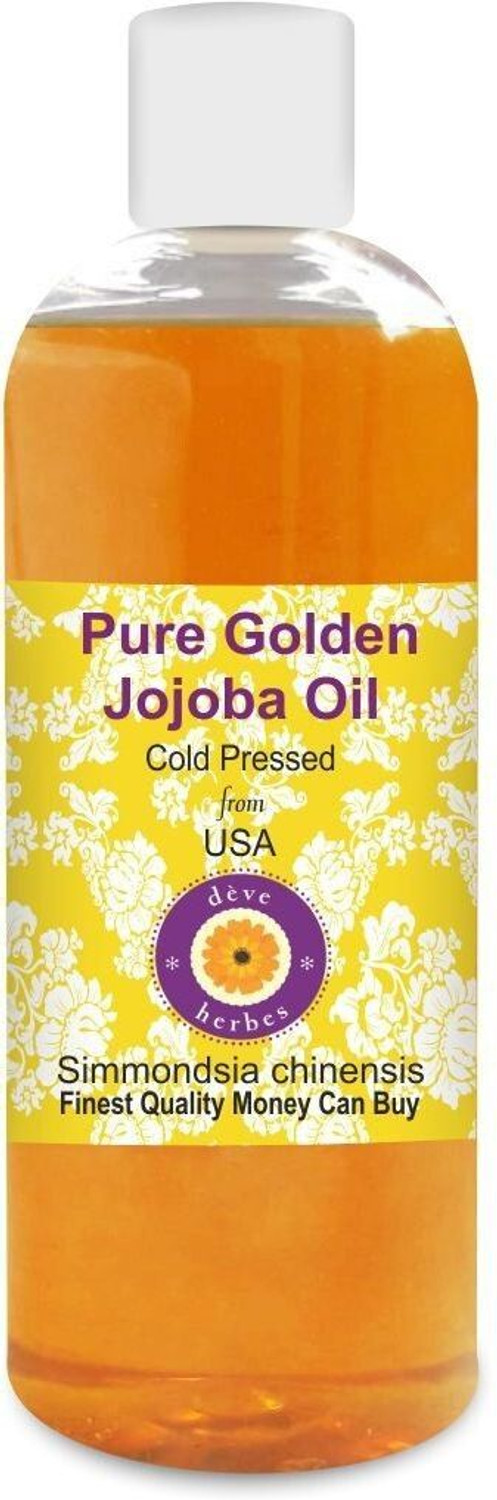 Image of deve herbes Pure Golden Jojoba Oil (Simmondsia chinensis) 100% Natural- Therapeutic Grade Cold Pressed