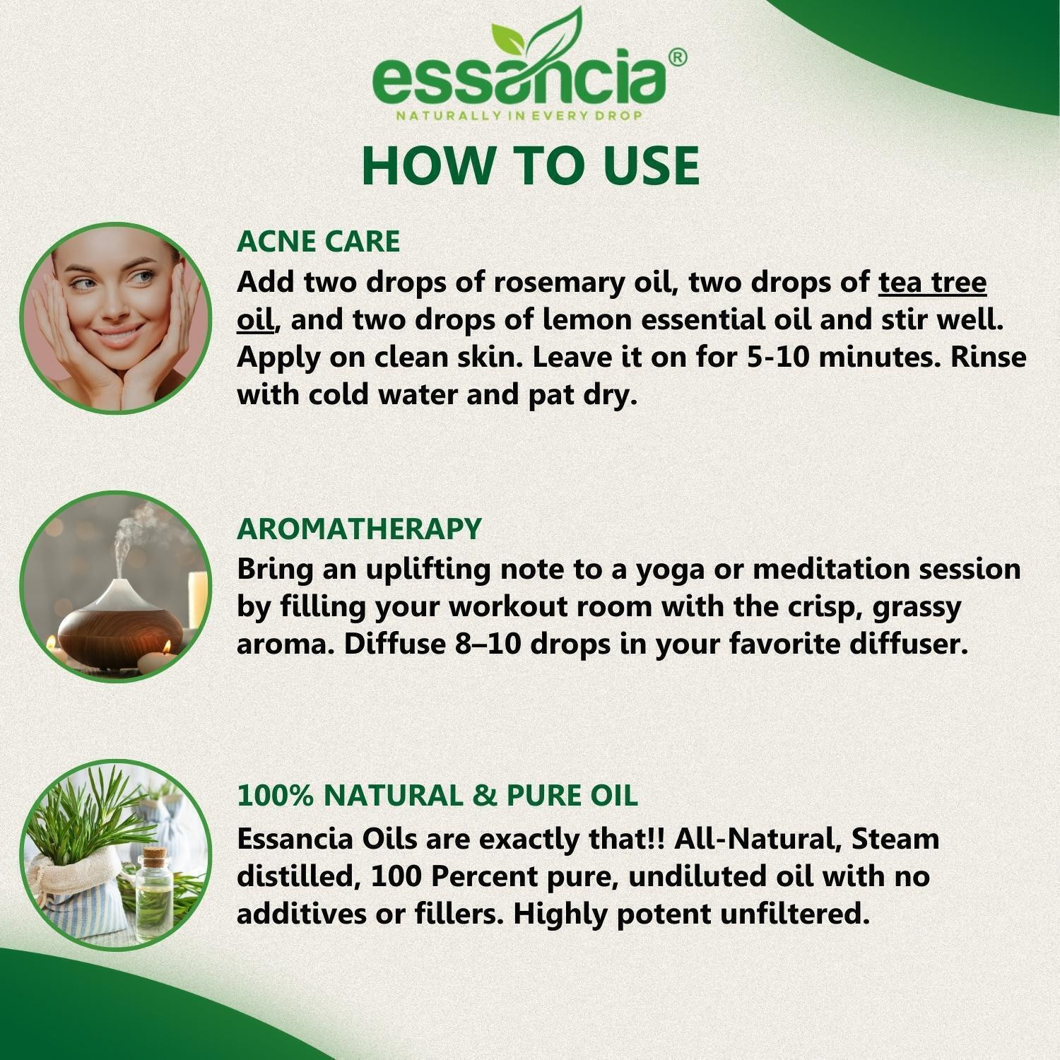 Image of essancia Rosemary Essential Oil For Hair Growth, Skin Care, Body, and Aromatherapy - Topical for Thin Hair, Oily Skin. 100% Pure, Natural, Undiluted and Therapeutic Grade Essential Oil