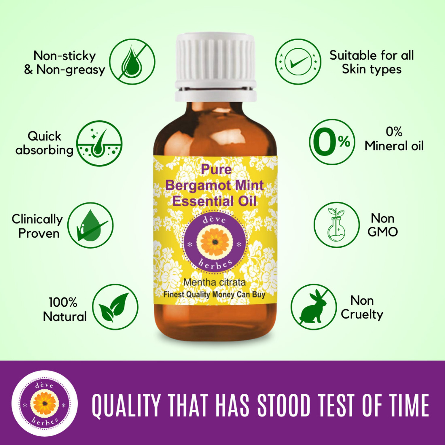 Image of deve herbes Pure Bergamot Mint Essential Oil (Mentha citrata) 100% Natural Therapeutic Grade Steam Distilled