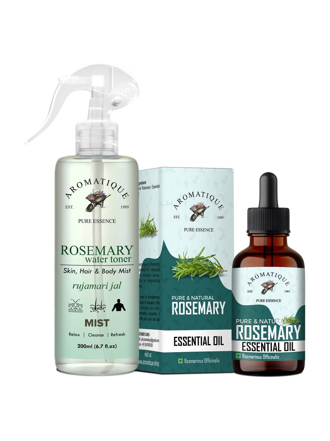 Aromatique Rosemary Hair Growth Duo: Rosemary Water & Rosemary Essential Oil Combo