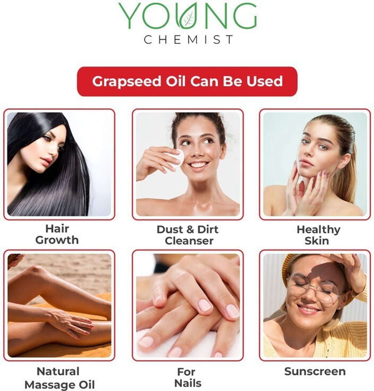 Image of Young Chemist 100% Pure, Natural & Cold Pressed Grapeseed Oil | 500 ml