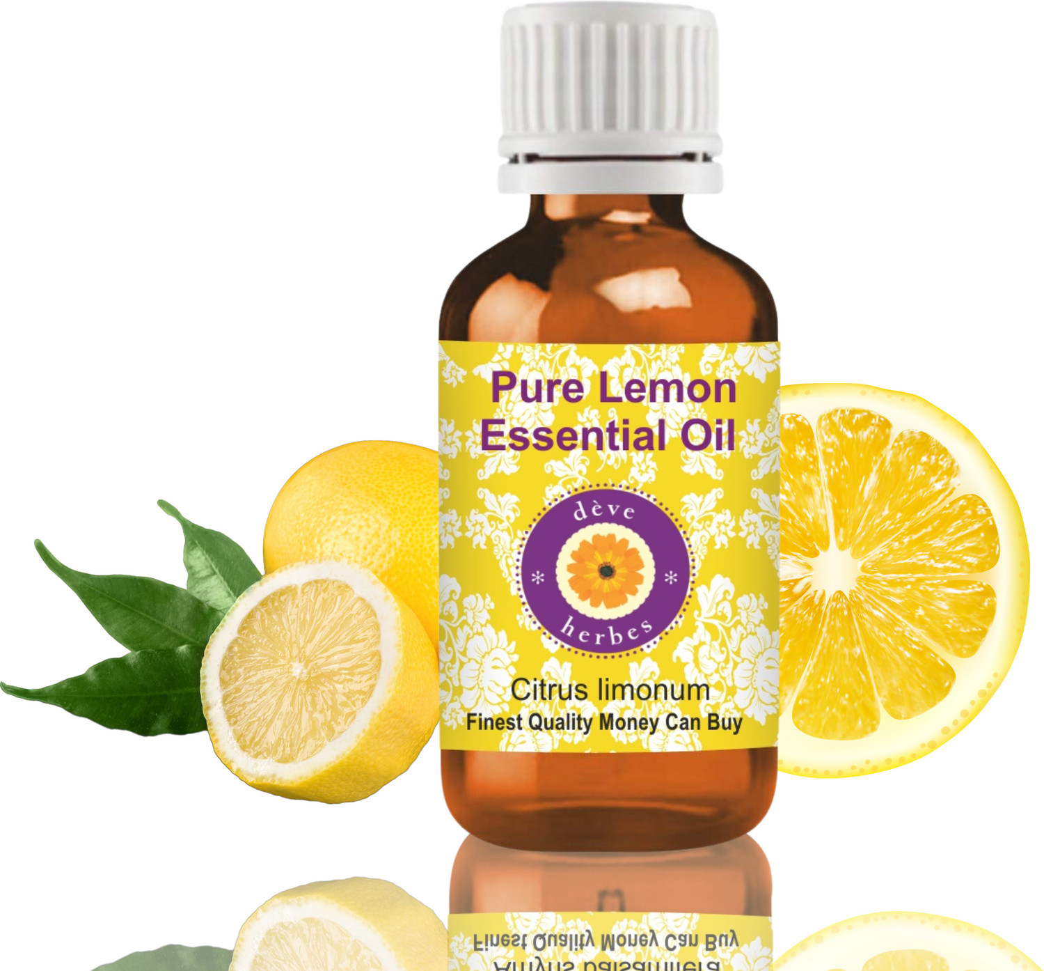 Image of deve herbes Pure Lemon Essential Oil (Citrus limonum) 100% Natural Therapeutic Grade Steam Distilled