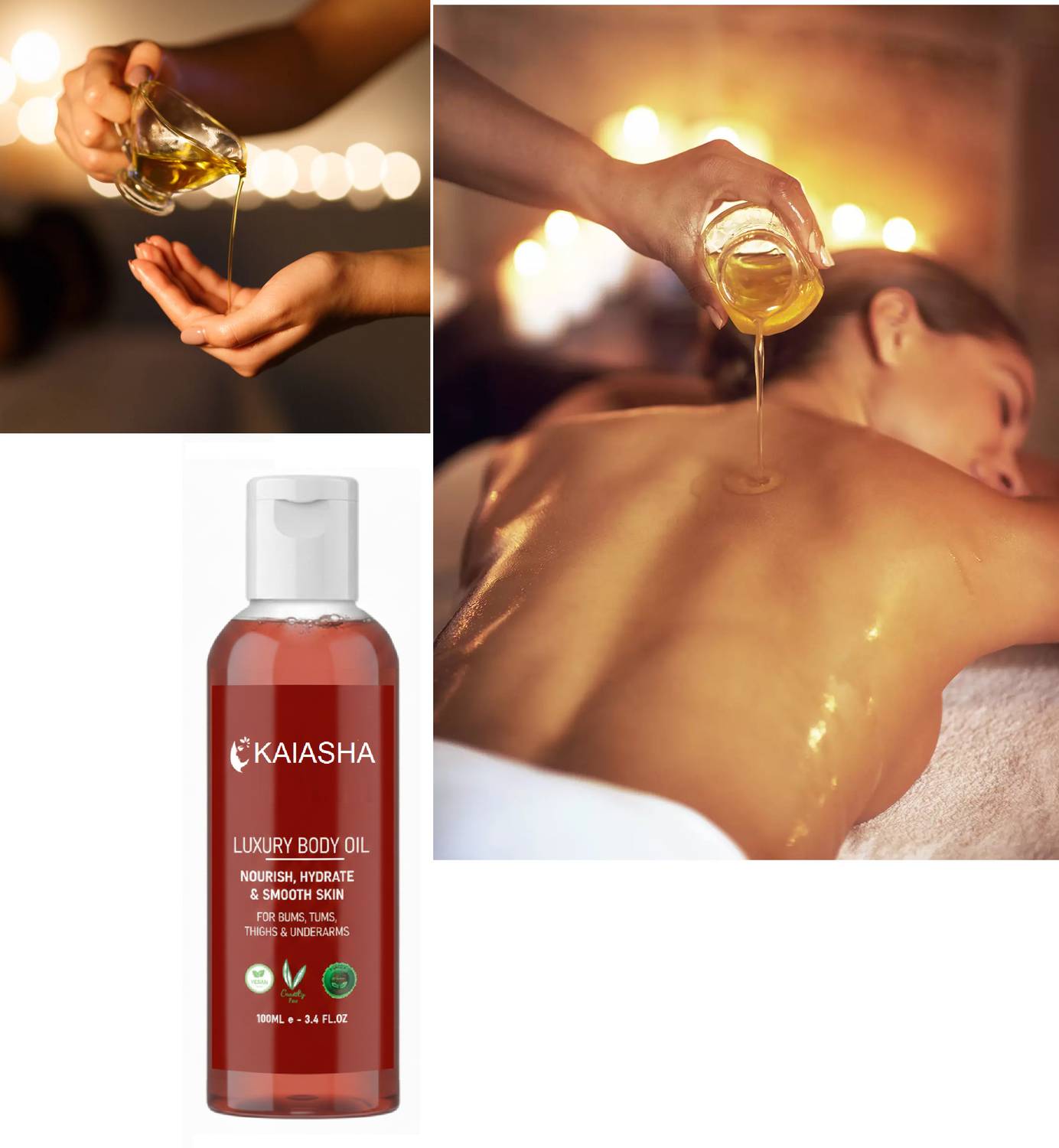 KAIASHA all day use sexy rose massage oil for women & men Luxury