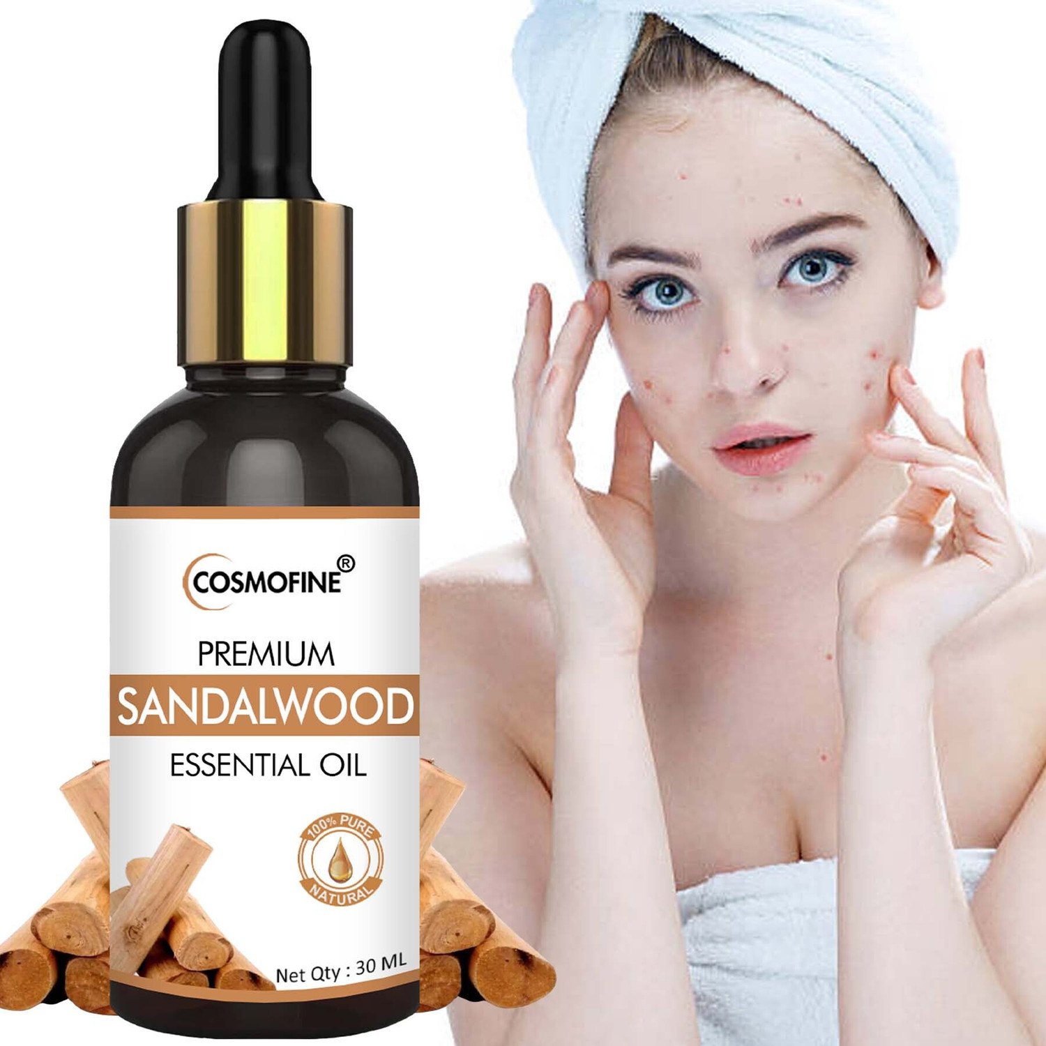 Image of cosmofine 100% Natural Sandalwood Essential Oil for Skin Care, Hair Care & Aromatherapy