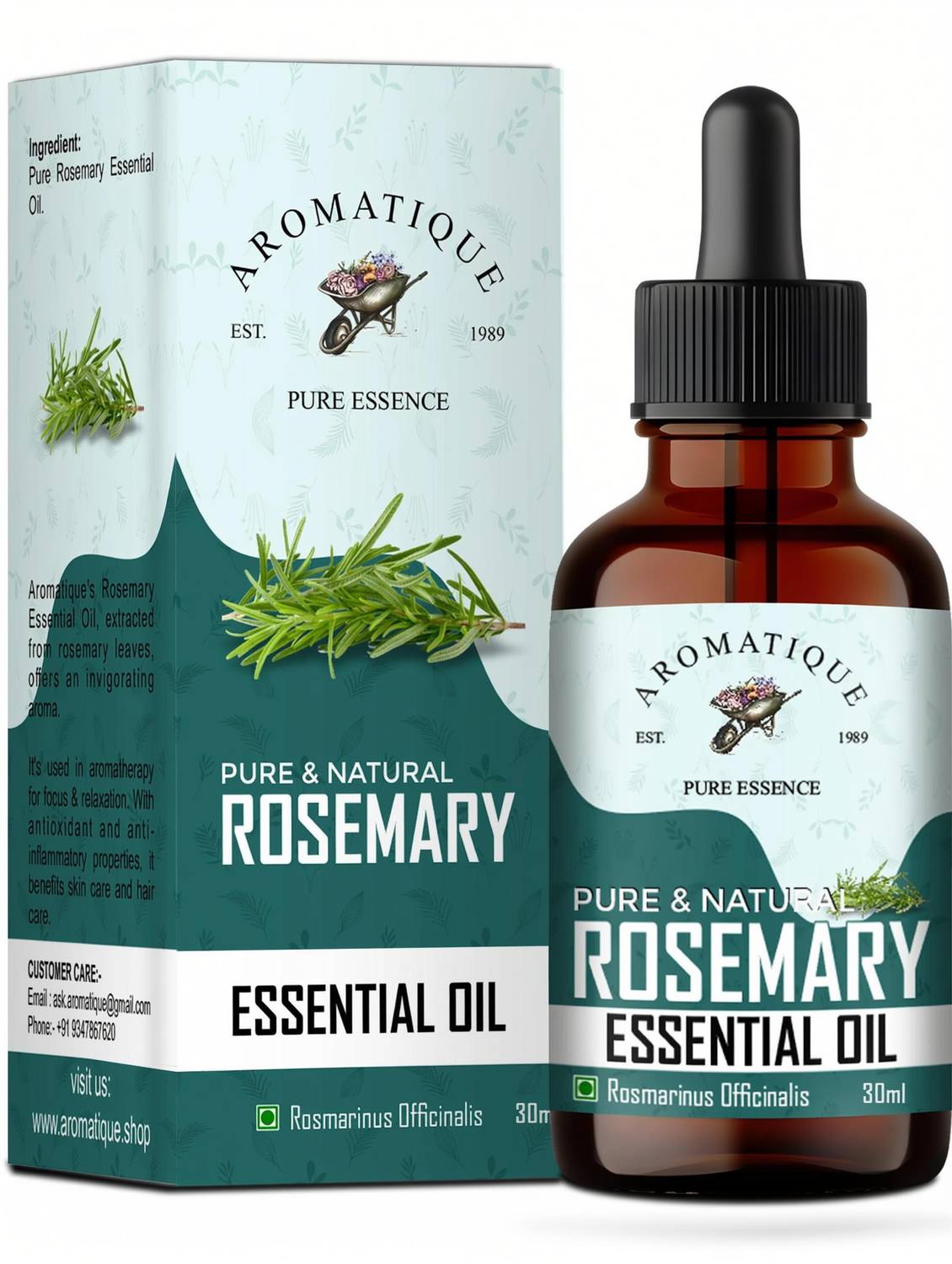 Aromatique Rosemary Essential Oil For Hair Growth, Skin and Body 100% Pure and Natural