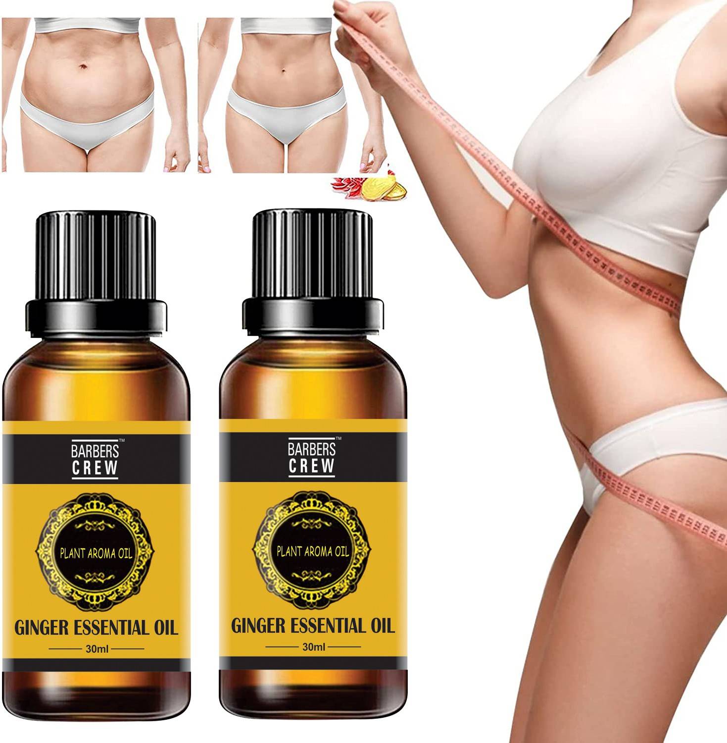 Barbers Crew Tummy Ginger Massage Oil for a Belly Fat Drainage Fat Loss OIl-30ml-2-Bottle-