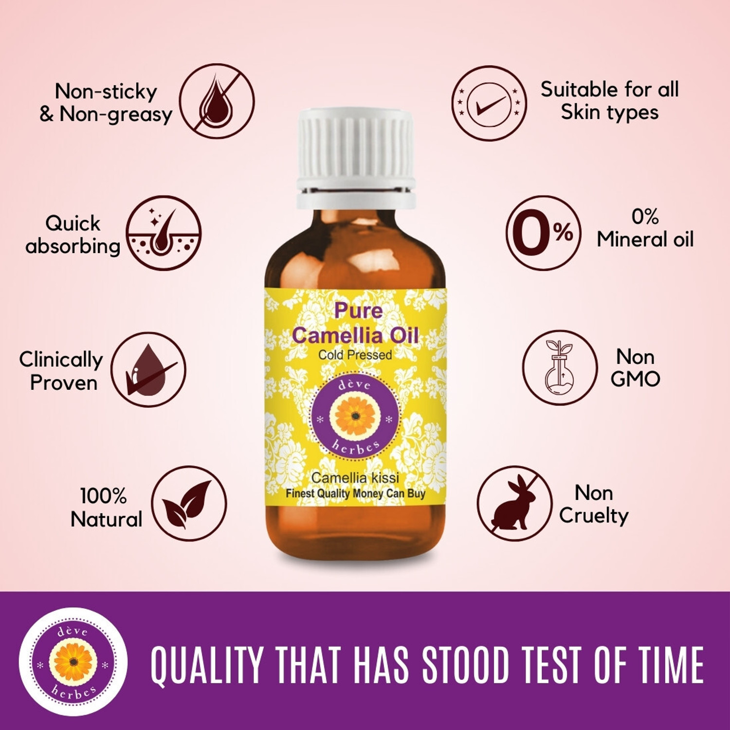 Image of deve herbes Pure Camellia Oil (Camelliakissi) -100% Natural Therapeutic Grade ColdPressed