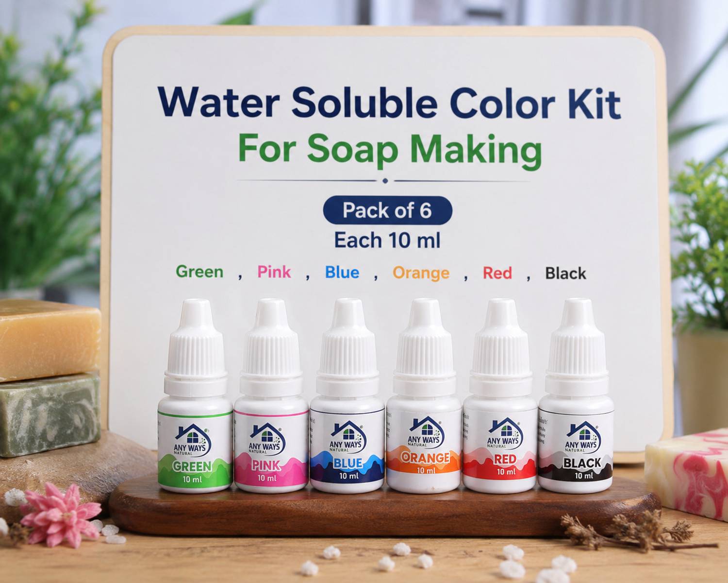 anyways Water Soluble Soap Color Kit – 6 Vibrant Colors for Handmade Soap Making