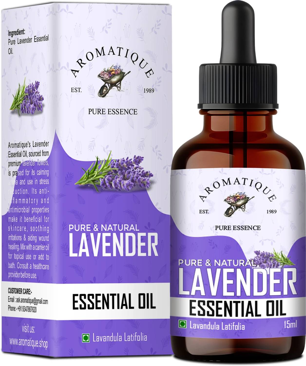 Aromatique Lavender Essential Oil For Skin and Hair. 100% Pure and Natural