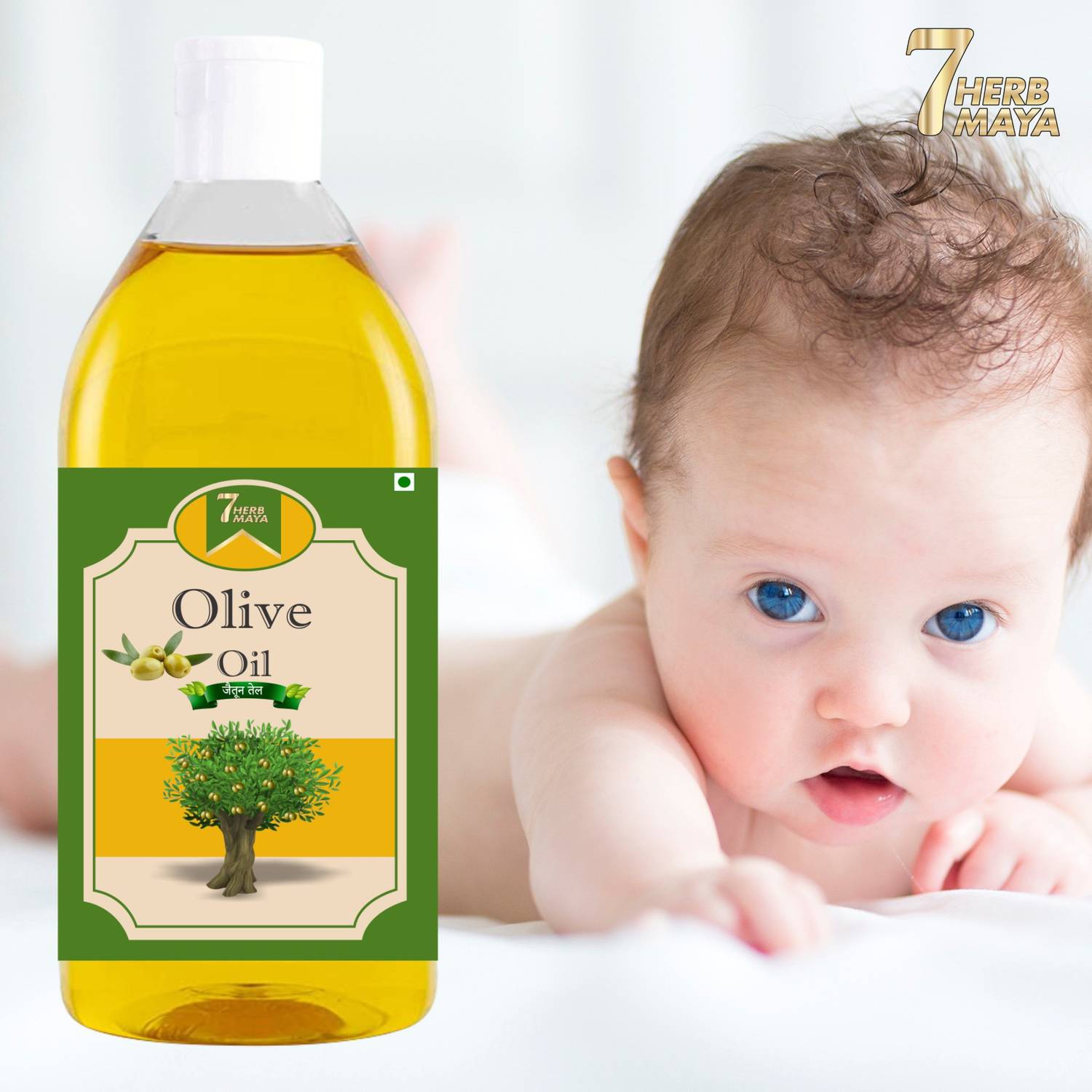 7Herbmaya Olive Oil Virgin Cold Pressed (Jaitun Tel) Massage Oil for baby body, face, Hair