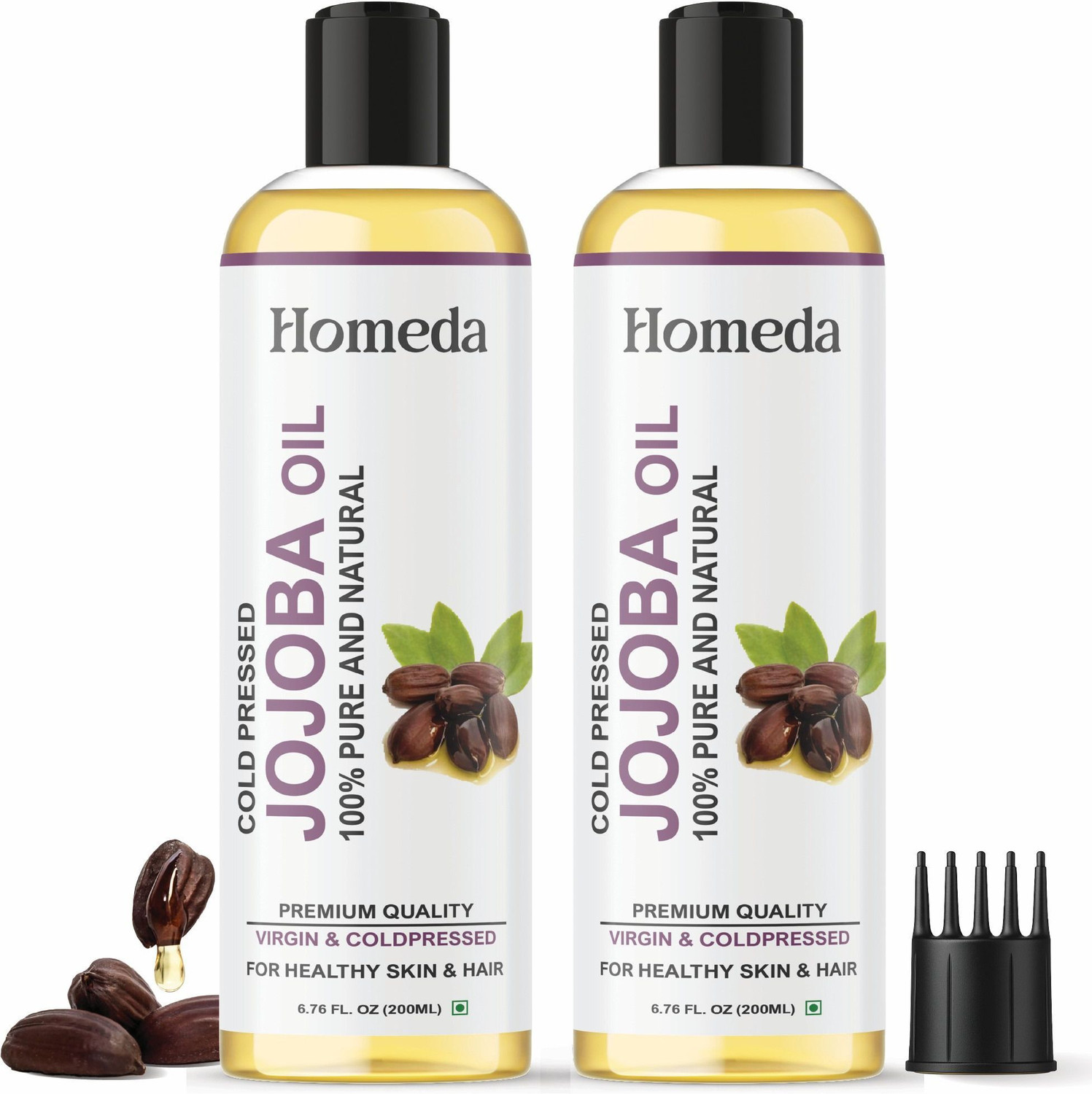 Image of Homeda Cold Pressed Jojoba Oil for Face, Hair, Skin - 100% Pure, Virgin & Unrefined
