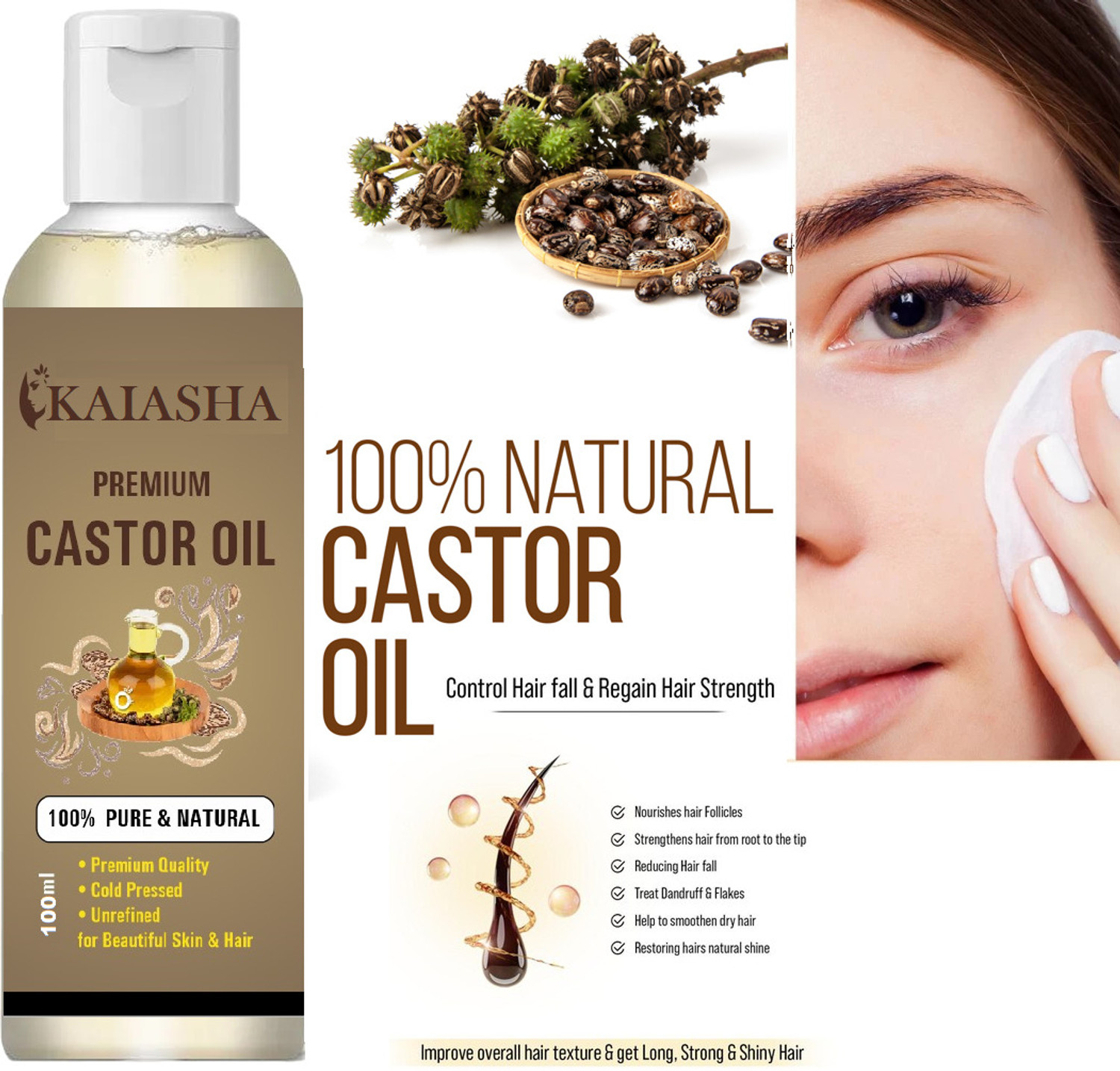 Image of KAIASHA Olive & Essential Oils &Castor oil , Massage Oil Enriched & Vitamin C