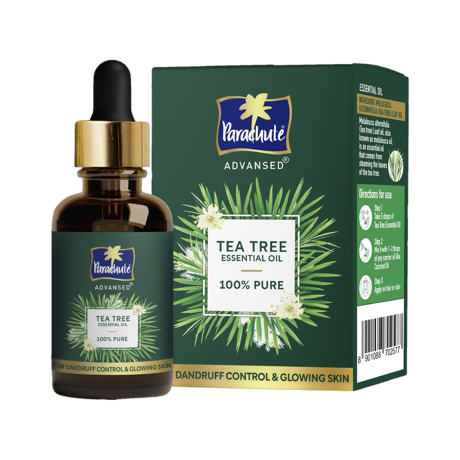 Parachute Advansed Tea Tree Essential Oil | 100% Pure | for Dandruff Control & Glowing Skin