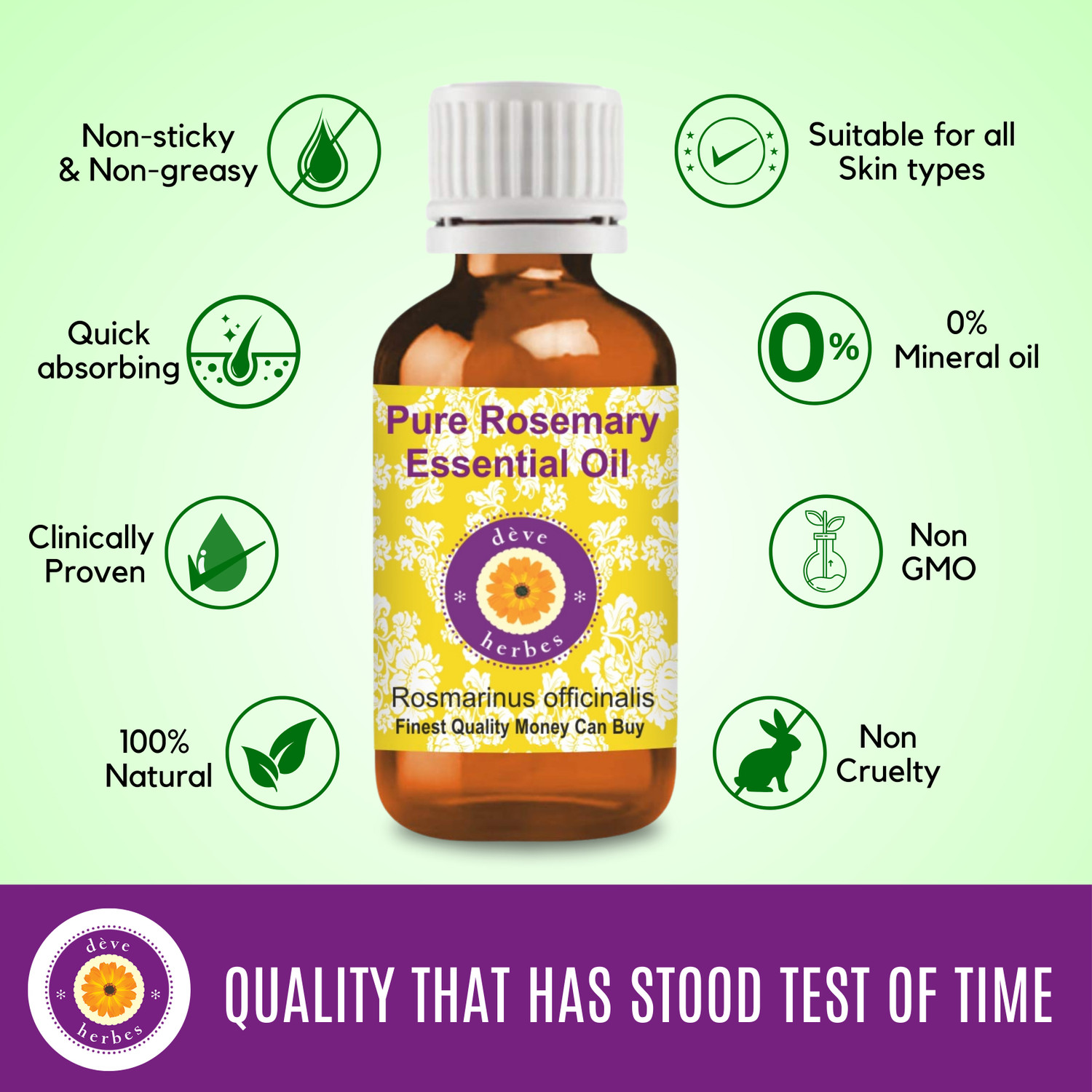 Image of deve herbes Pure Rosemary Essential Oil (Rosmarinus officinalis) 100% Natural Therapeutic Gr