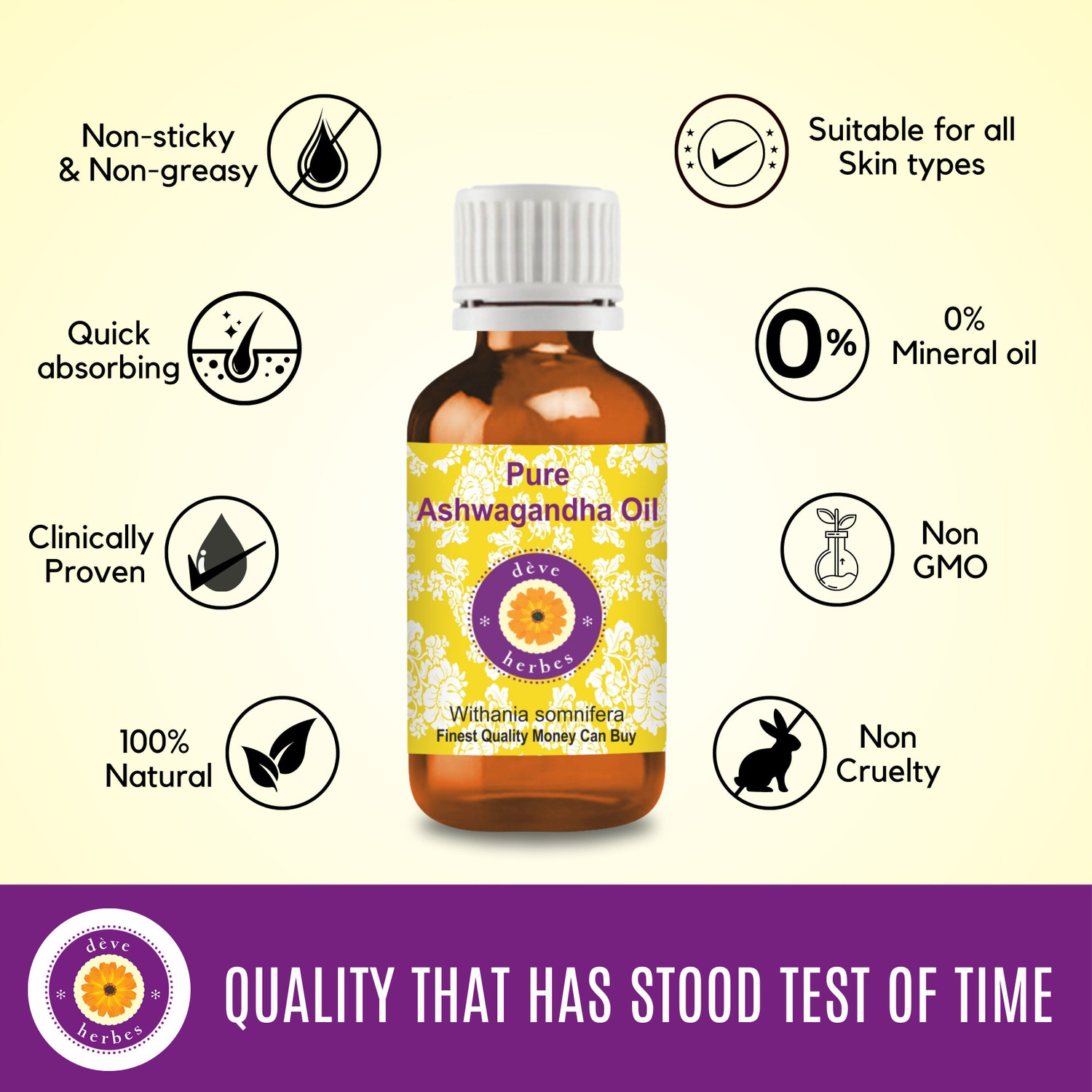 Image of deve herbes Pure Ashwagandha Oil (Withania somnifera) 100% -Natural Therapeutic Grade