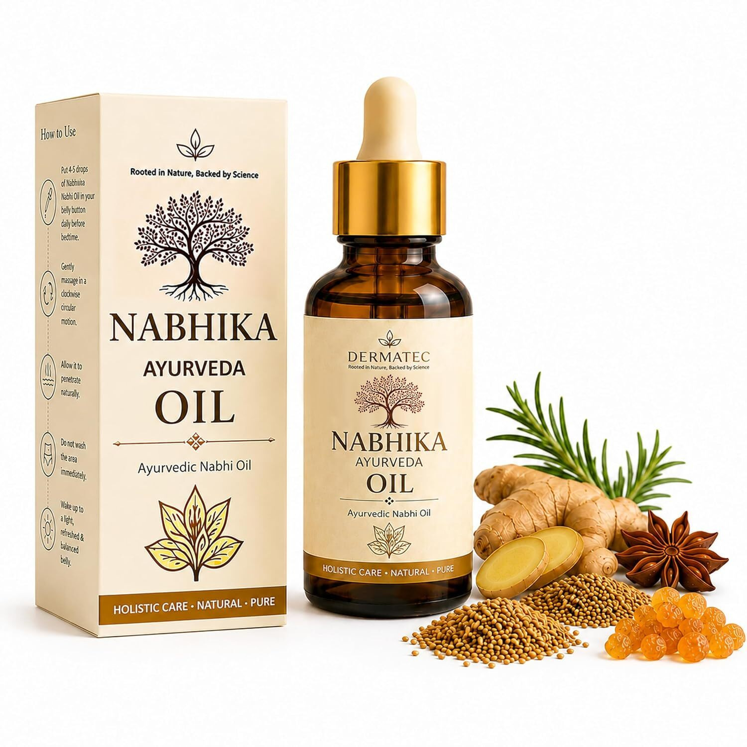 Dermatec Nabhi Oil for Digestion & Detox Ayurvedic oil for Weight Loss Metabolism Support