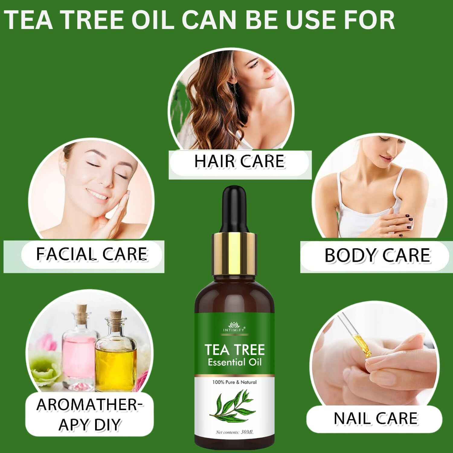 Image of INTIMIFY Tea Tree Essential Oil For Face, Skin, Hair, 100% Pure and Natural