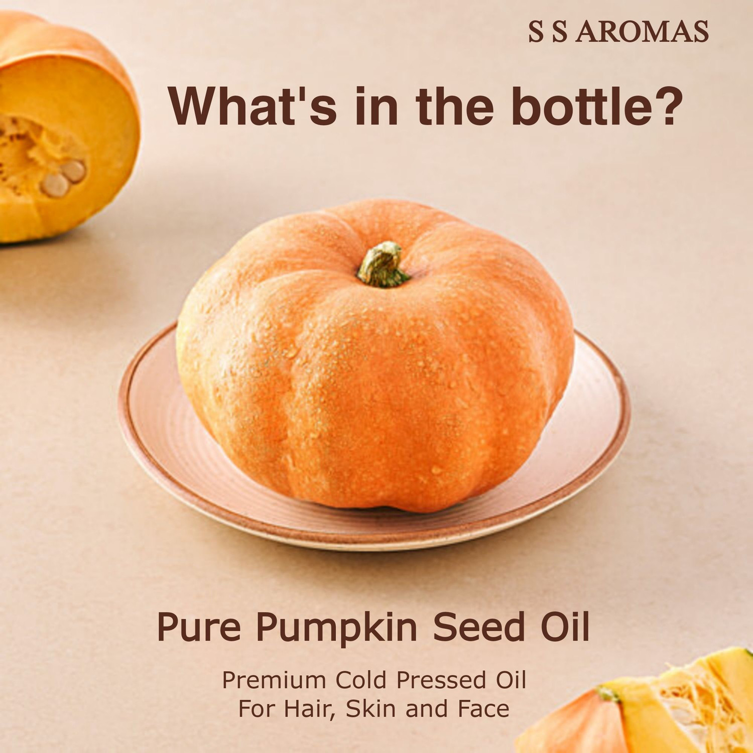 Image of S S AROMAS Pure Pumpkin Seed Oil| Cold Pressed| 100% Natural| Therapeutic Grade| (30ML)