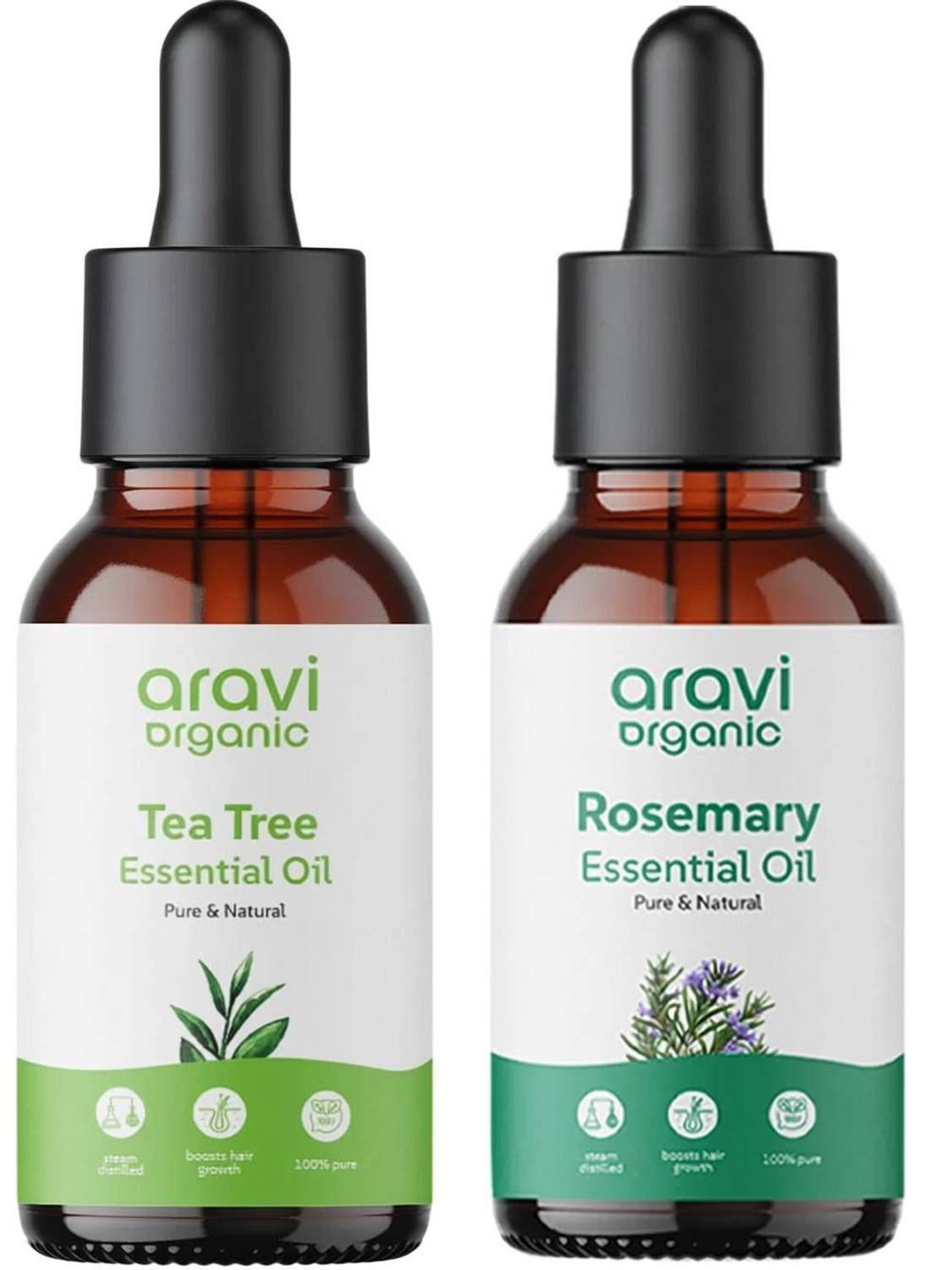 Aravi Organic 100% Pure Tea Tree And Rosemary Essential Oil For Healthy Hair and Skin Care