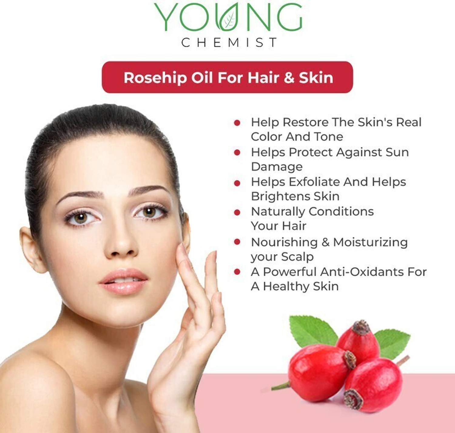 Image of Young Chemist 100% Pure, Natural & Cold Pressed Rosehip Oil | 1 Litre