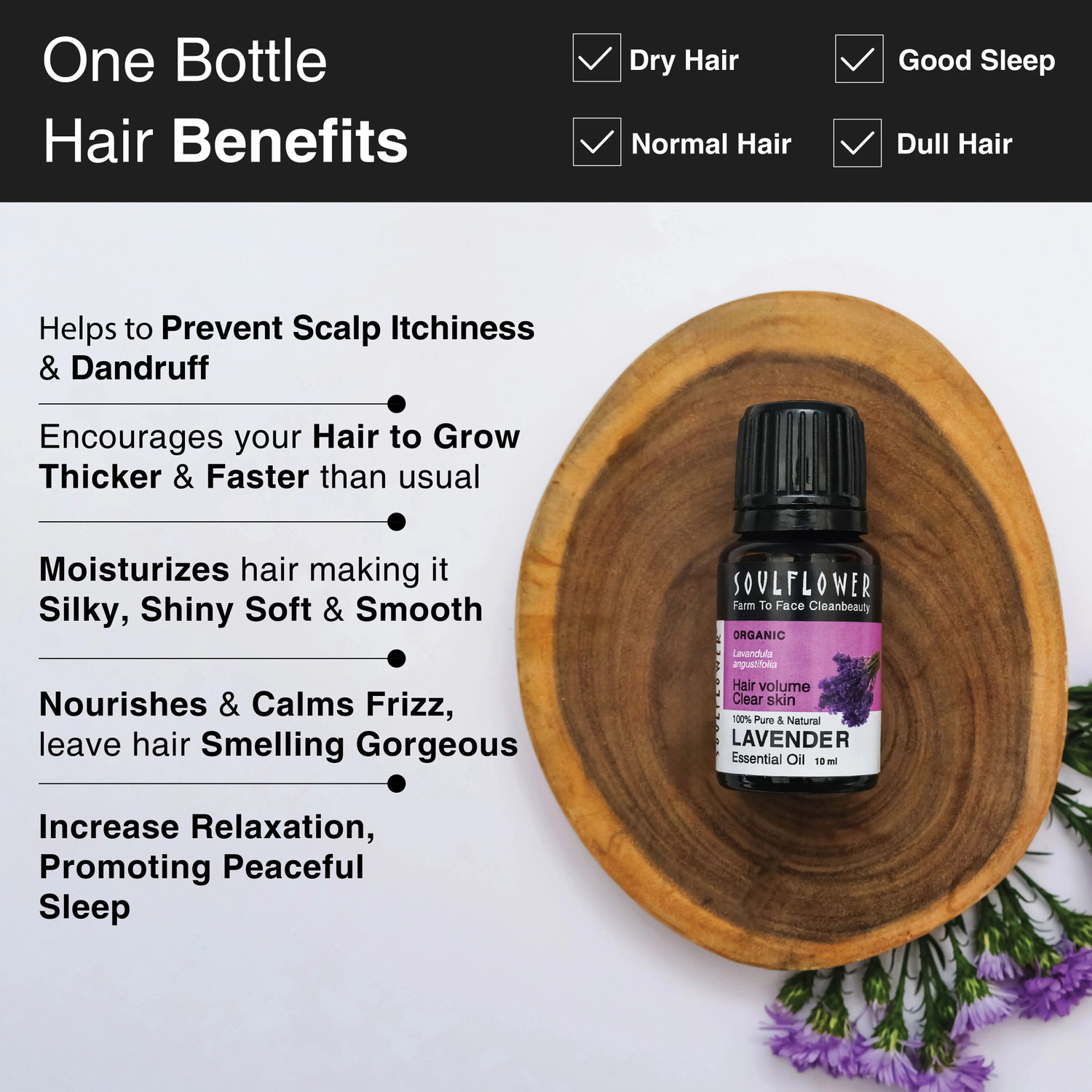 Image of Soulflower Lavender Essential Oil | For Hair Growth, Skin Care, Stress Relief | 100% Pure |