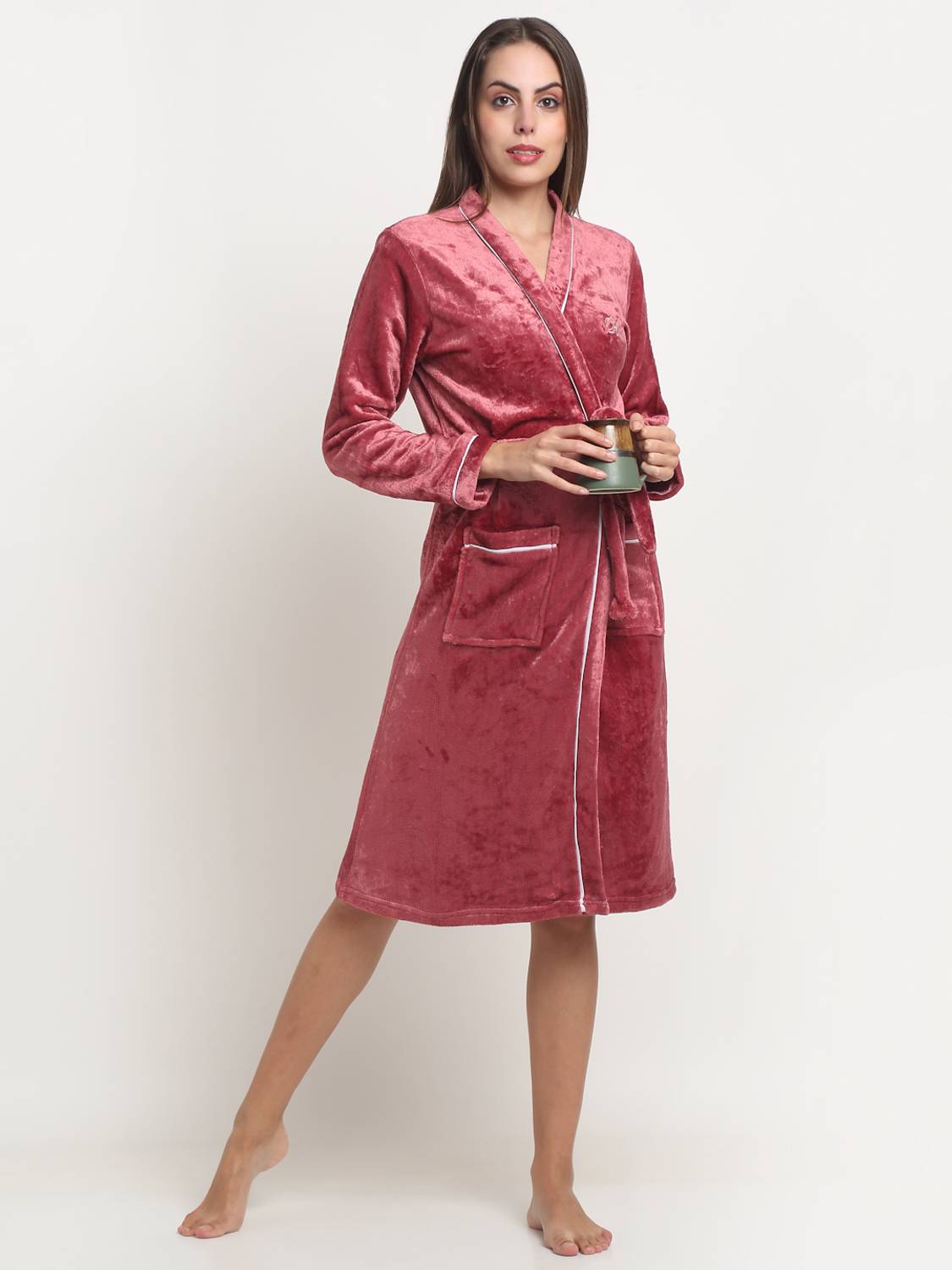 Arrabi Rust Free Size Bath Robe