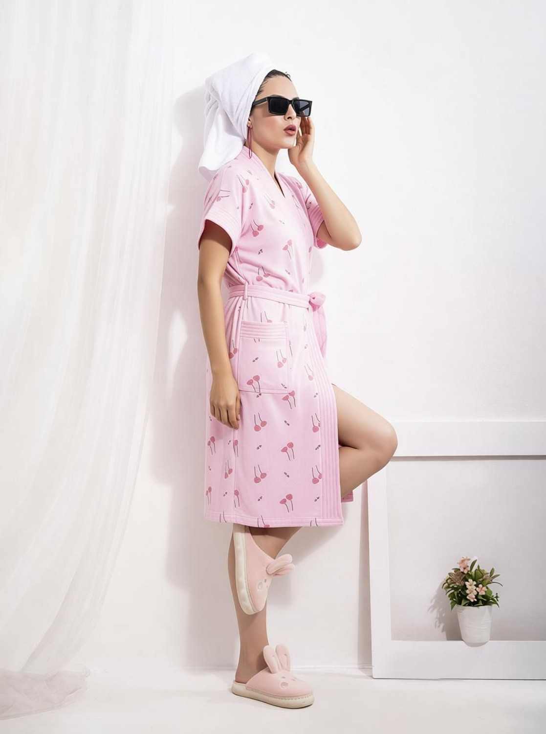 Image of HotGown Pink Flare Free Size Bath Robe