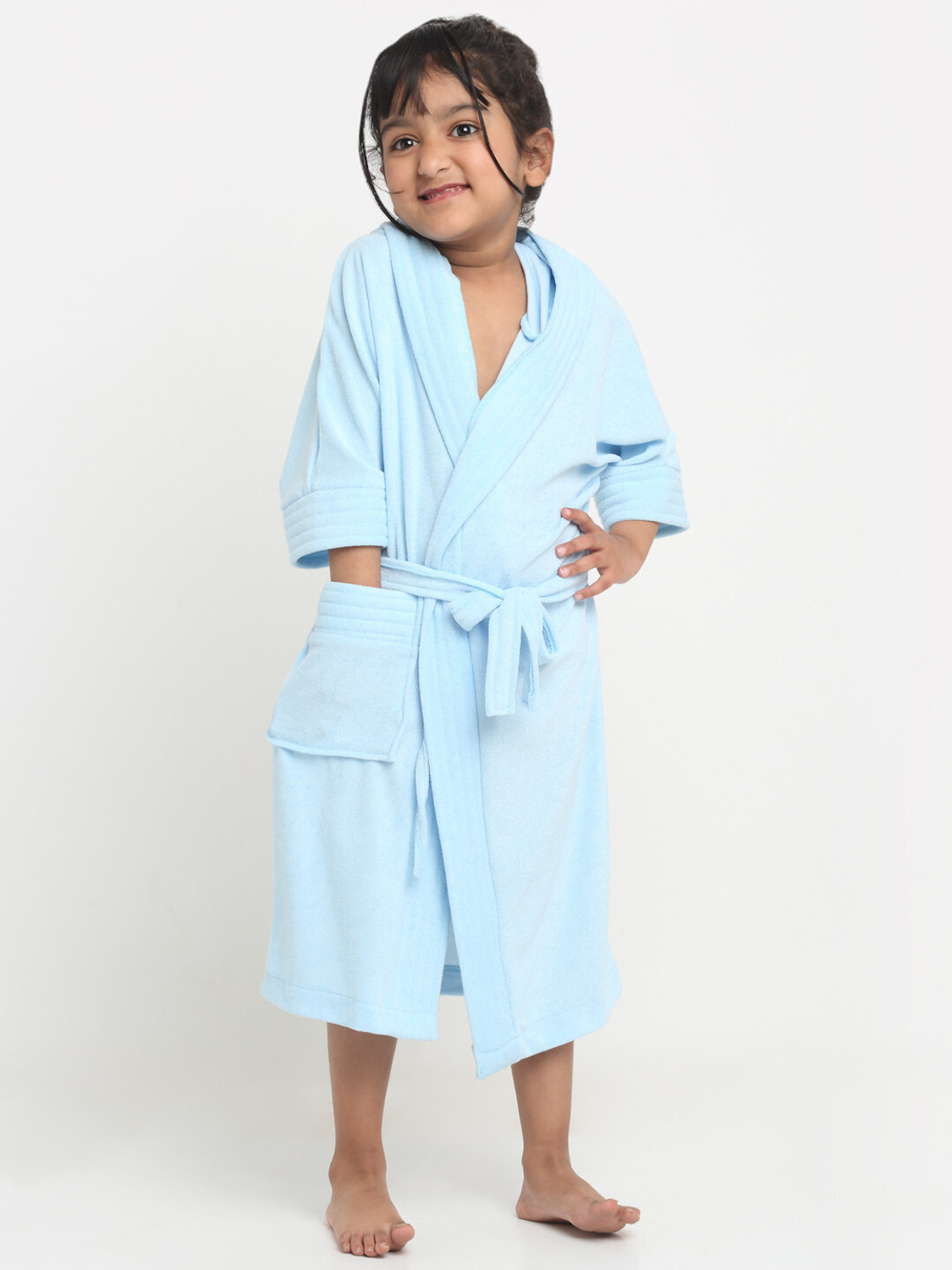 Image of CREEVA Sky Blue Small Bath Robe (1 Kids Bathrobe, For: Boys & Girls, Sky Blue)