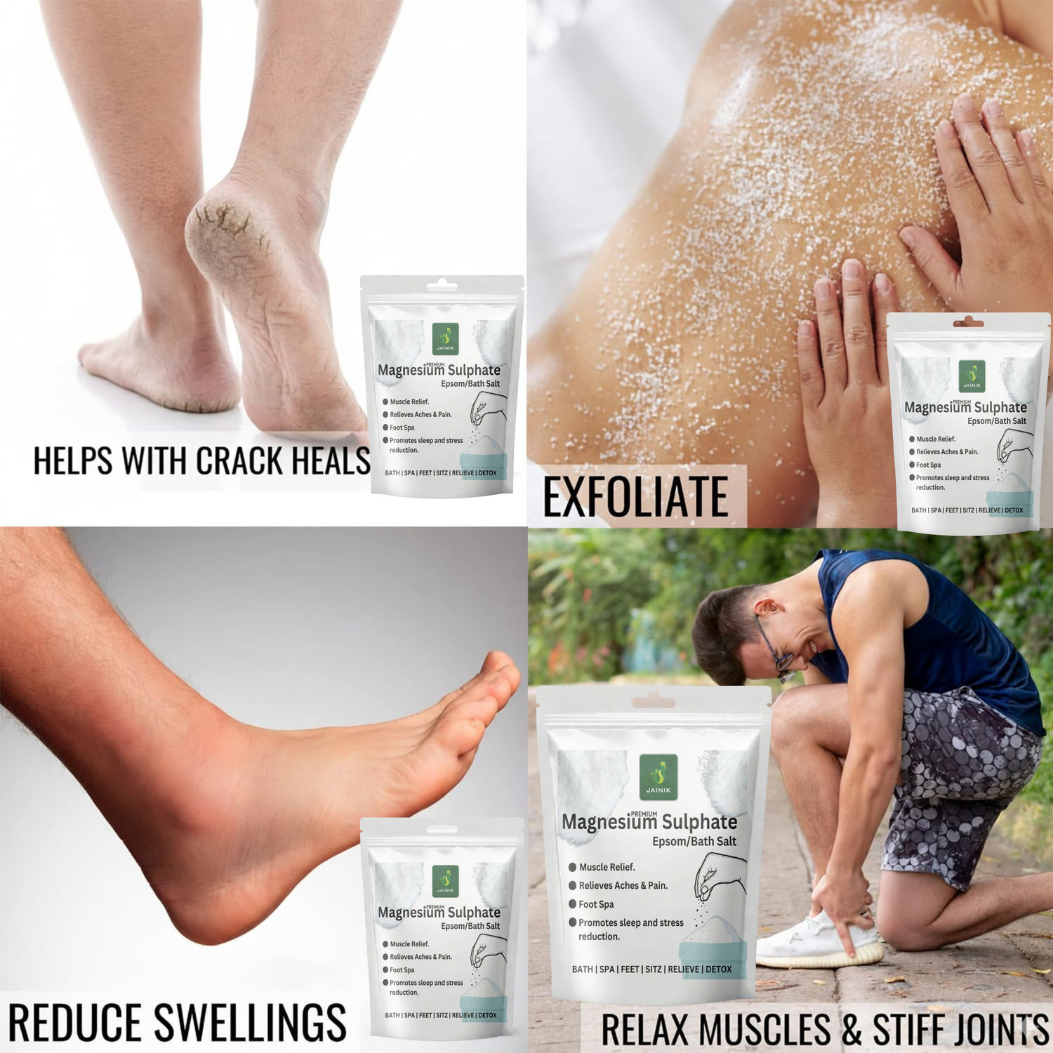 Image of JAINIK Epsom Bath Salt Crystal And Bath,or Muscle Relief,Relieves Aches &Pain