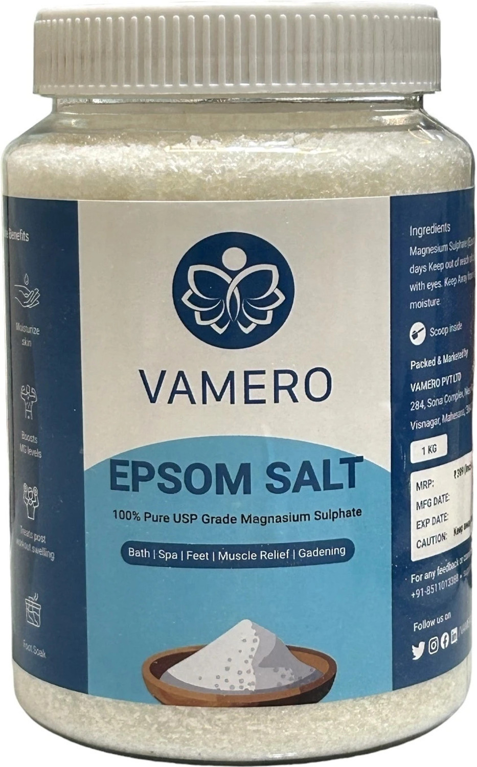 Image of VAMERO Epsom Bath Salt For Relaxation Muscle Relief Bath & Feet Soak - Pack of 1