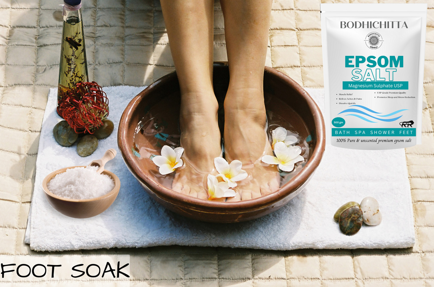 Image of Bodhichitta Epsom Salt For Muscle Relief, Relieves Aches Pain Pack of 2