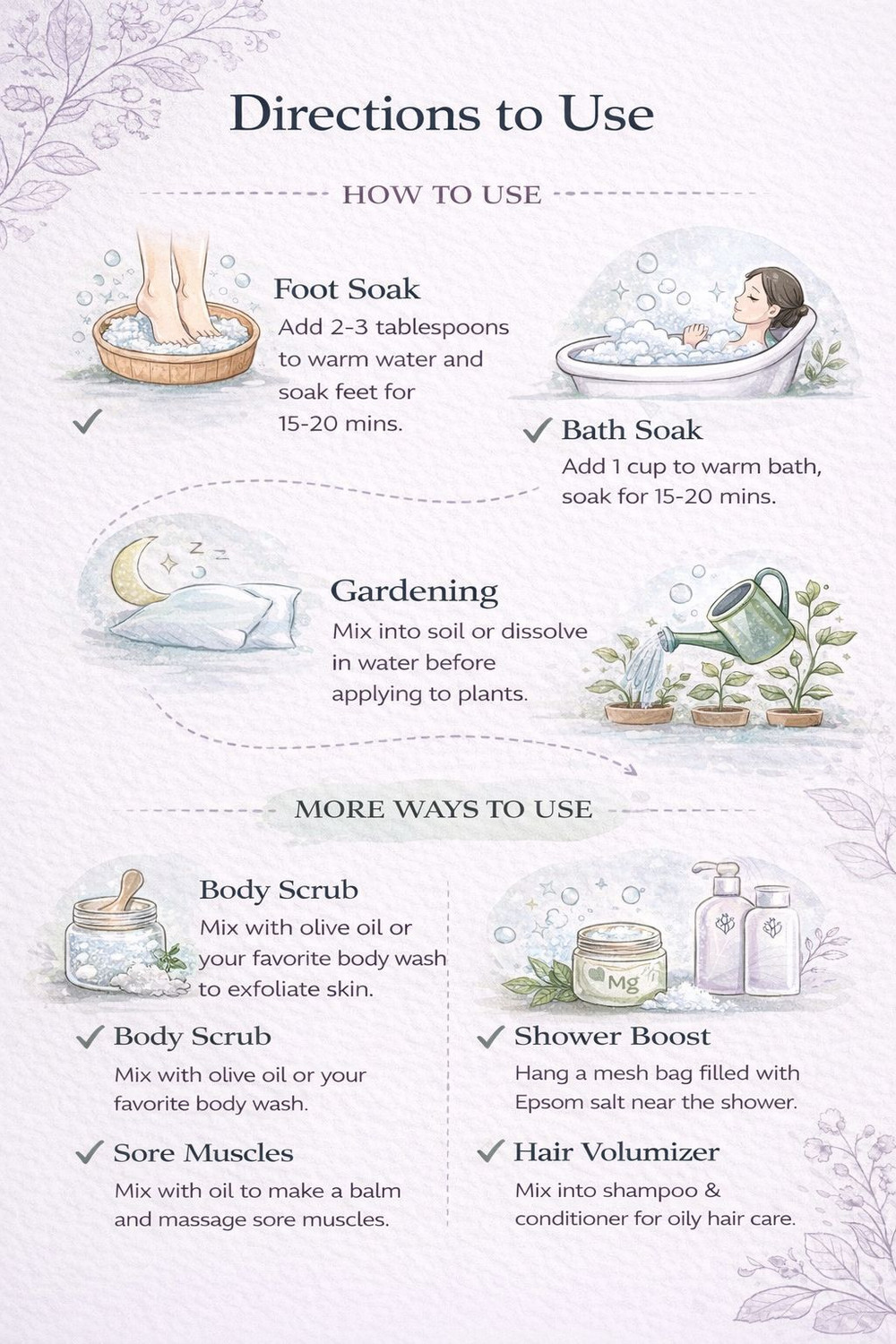 Image of EMBRAZE ORGANICS Epsom Bath Salt Crystals for Muscle Pain & Foot Soak Relief (1kgX2)