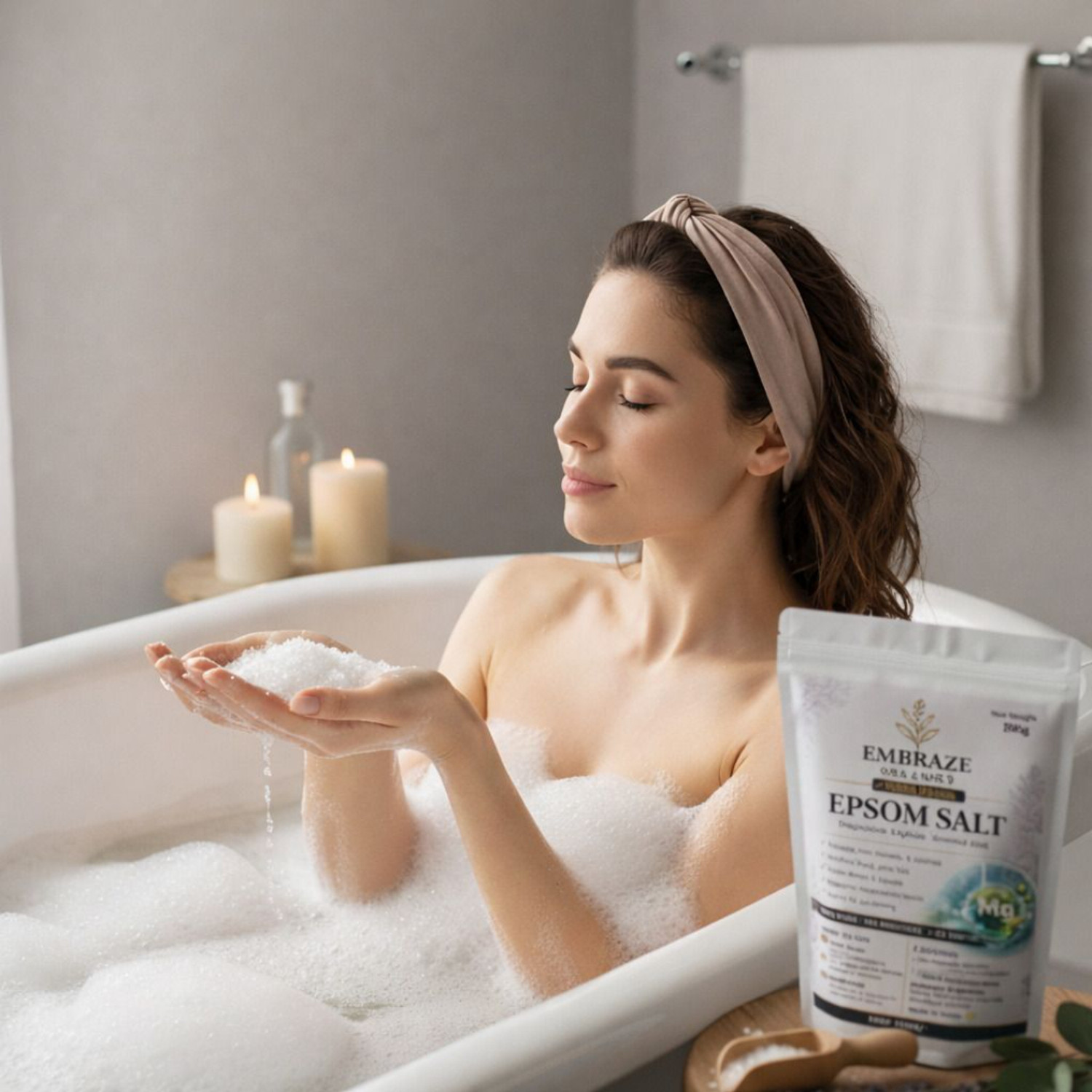 Image of EMBRAZE ORGANICS Epsom Bath Salt Crystals for Muscle Pain & Foot Soak Relief (1kgX2)