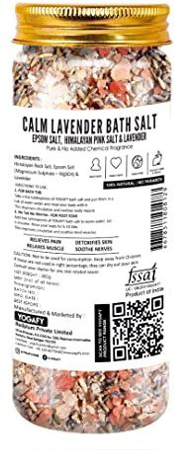 Image of YOGAFY Calm (Lavender) Epsom Bath Salt with Pink Salt (300gm) ||Jar Pack||