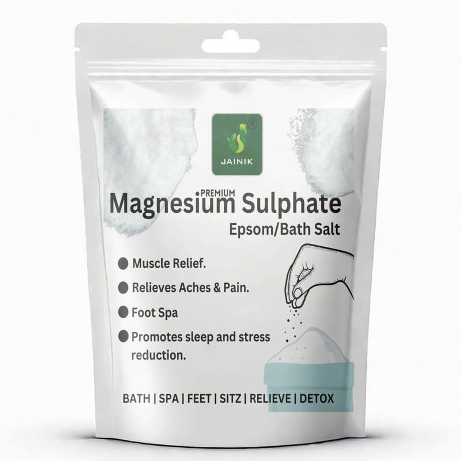 Image of JAINIK Epsom Bath Salt Crystal And Bath,or Muscle Relief,Relieves Aches &Pain