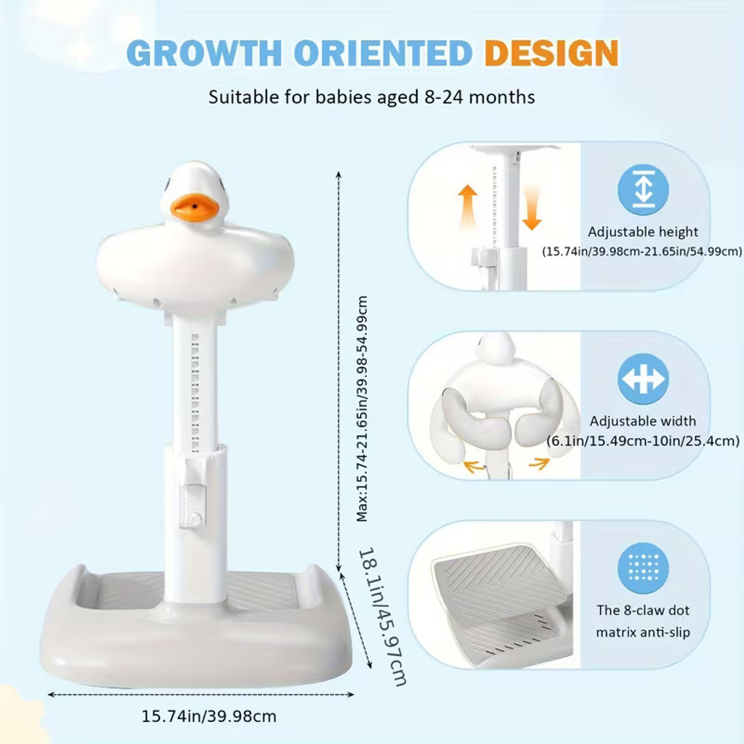 Image of SUNNIFA Baby Bath Shower Stand Adjustable & Foldable | Anti-Slip Stable Base Baby Bath Seat