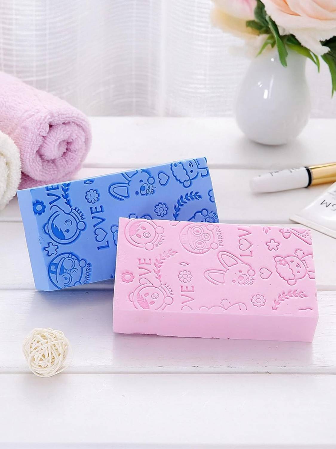 ANSHAURA Ultra Soft Exfoliating Bath Sponge | Dead Skin Remover for Shower (Pack of 2)