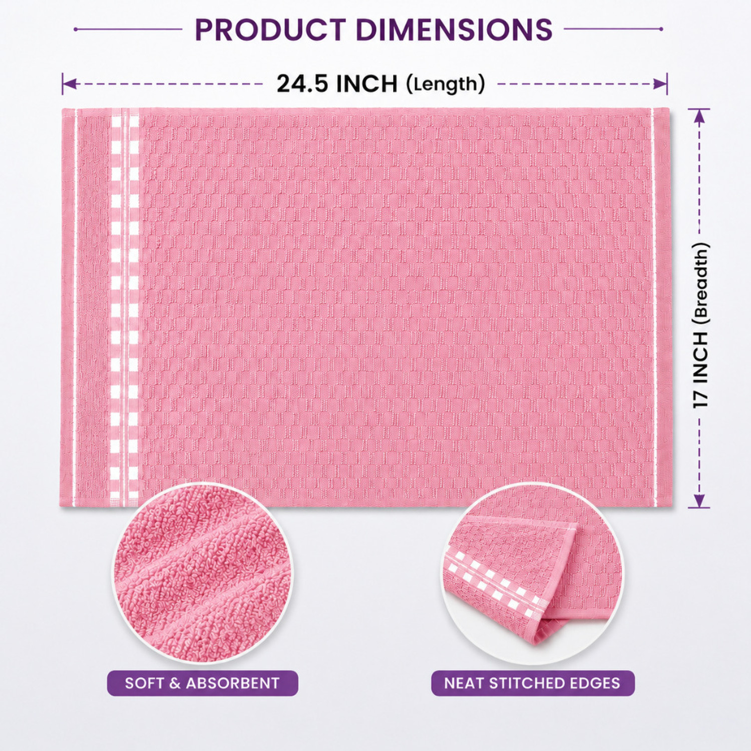Image of TURBOMAX Cotton 490 GSM Face, Hand Towel (Pack of 3)