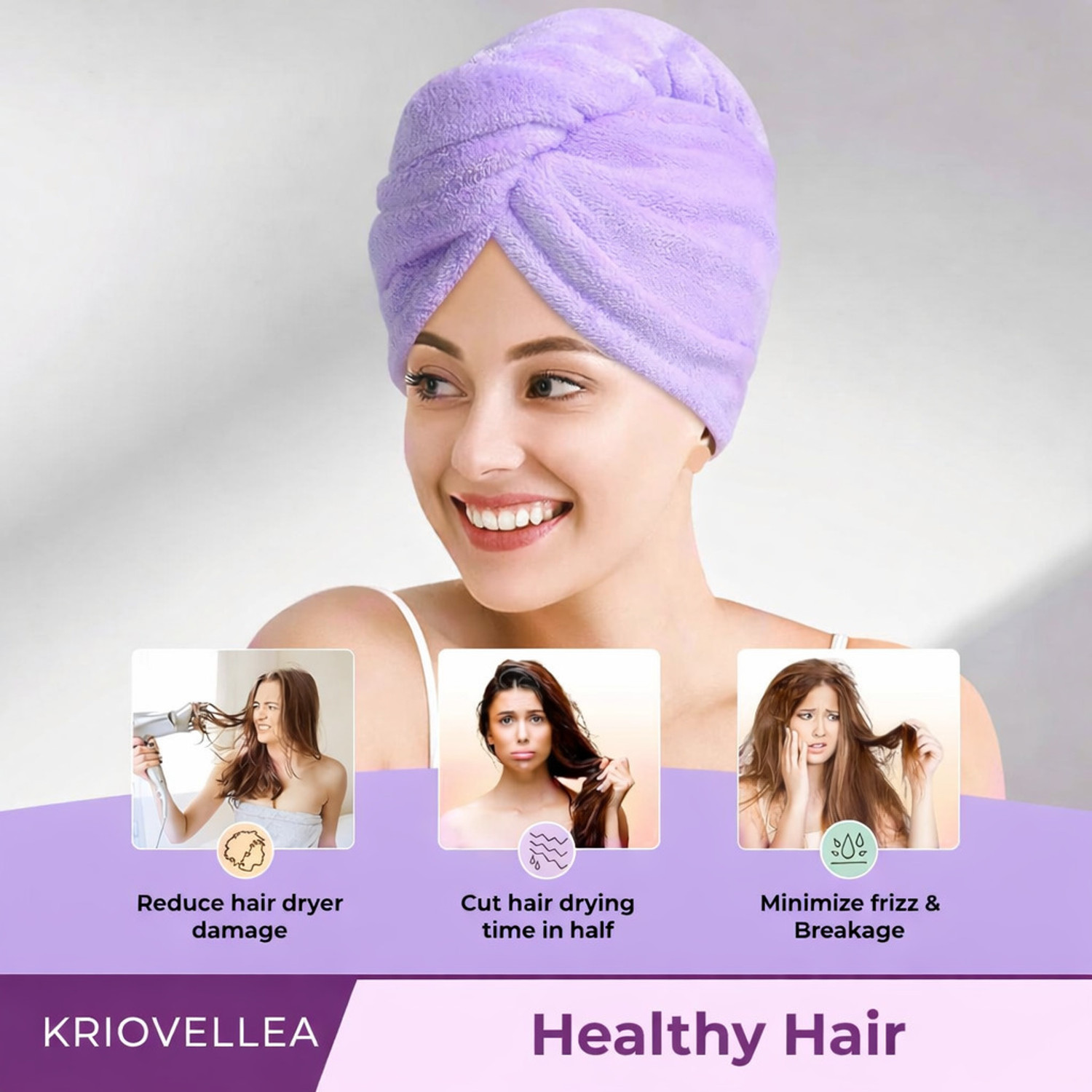 Image of KRIOVELLEA Microfiber 500 GSM Bath, Beach, Hair, Sport Towel