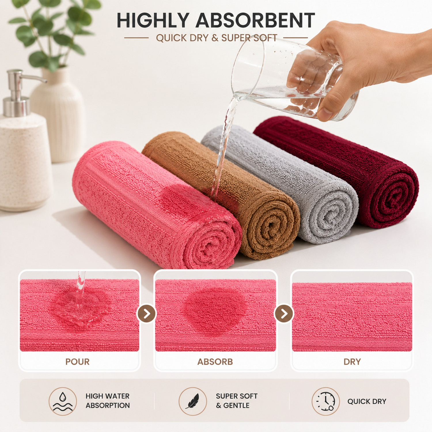 Image of Furnofy Cotton 450 GSM Hand Towel Set