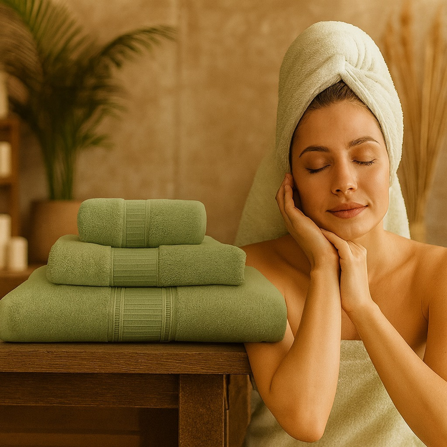 Image of Dollar Bamboo 600 GSM Bath, Face, Hand Towel Set
