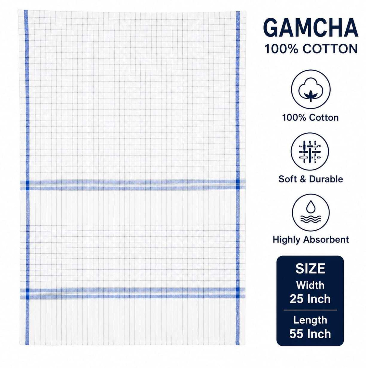 Image of R S K HANDLOOM Cotton 210 GSM Bath Gamcha