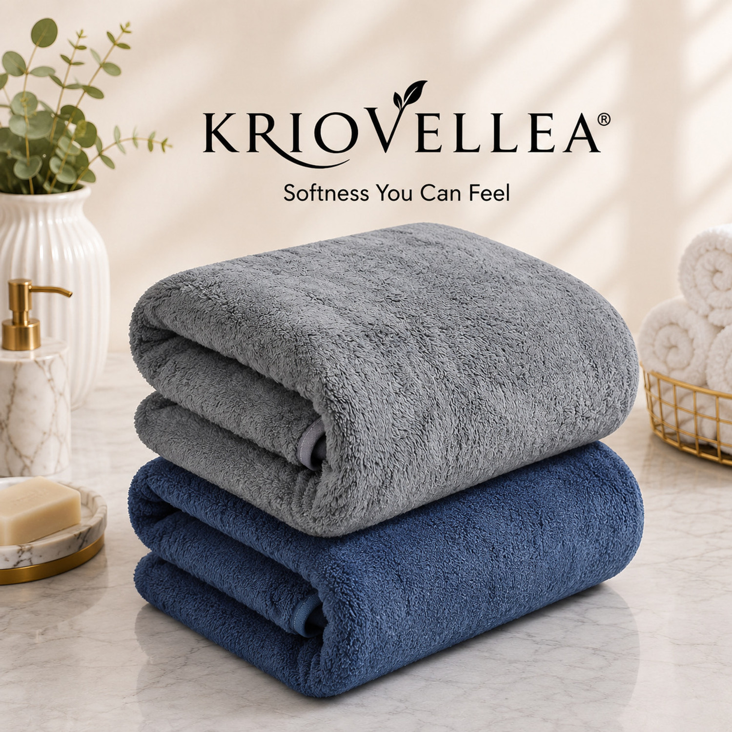 Image of KRIOVELLEA Microfiber 500 GSM Bath, Sport, Beach Towel