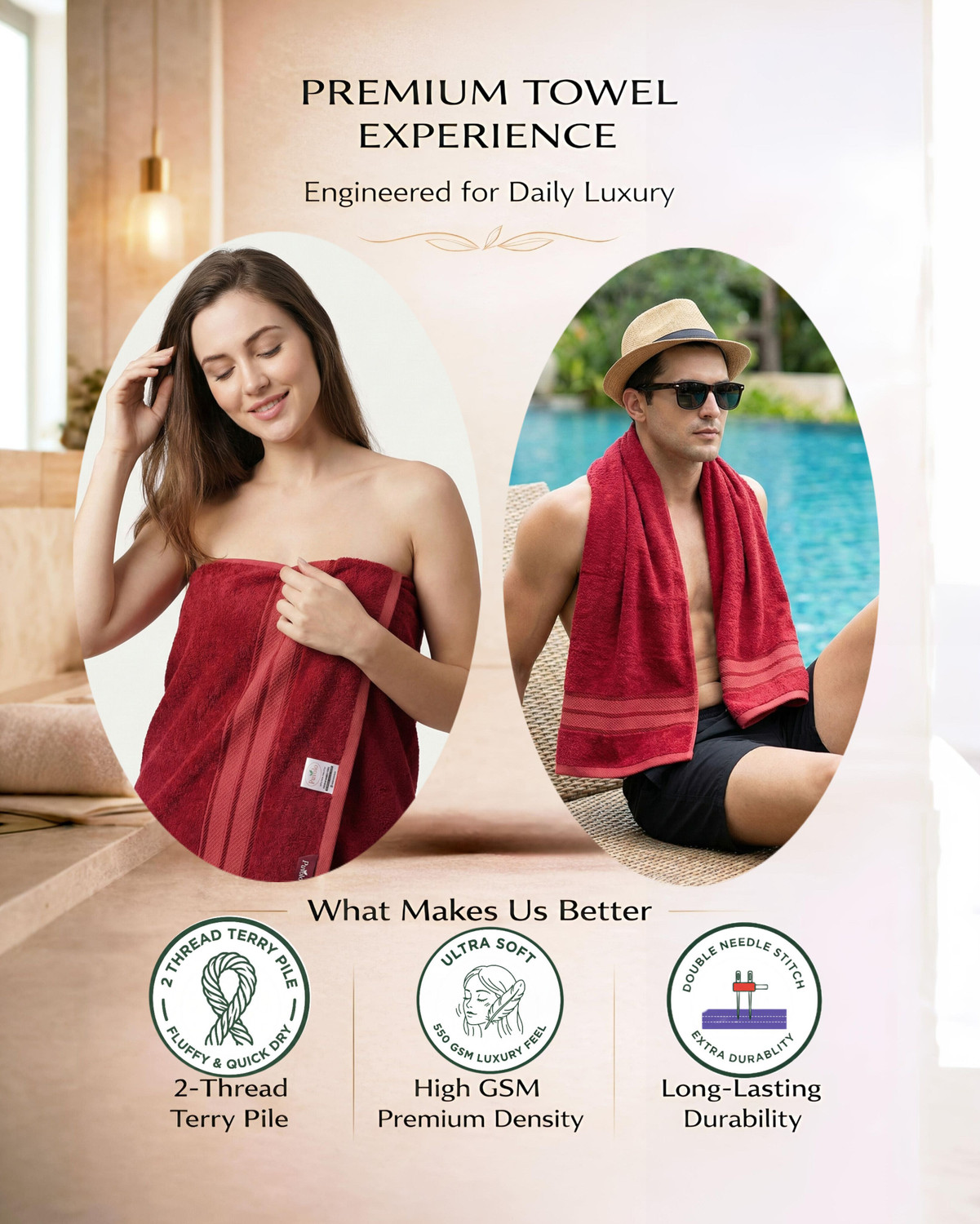 Image of PUVOLO Bamboo, Cotton 550 GSM Bath Towel