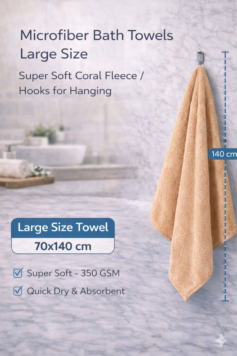 Image of KRIOVELLEA Microfiber 500 GSM Bath, Beach, Sport Towel