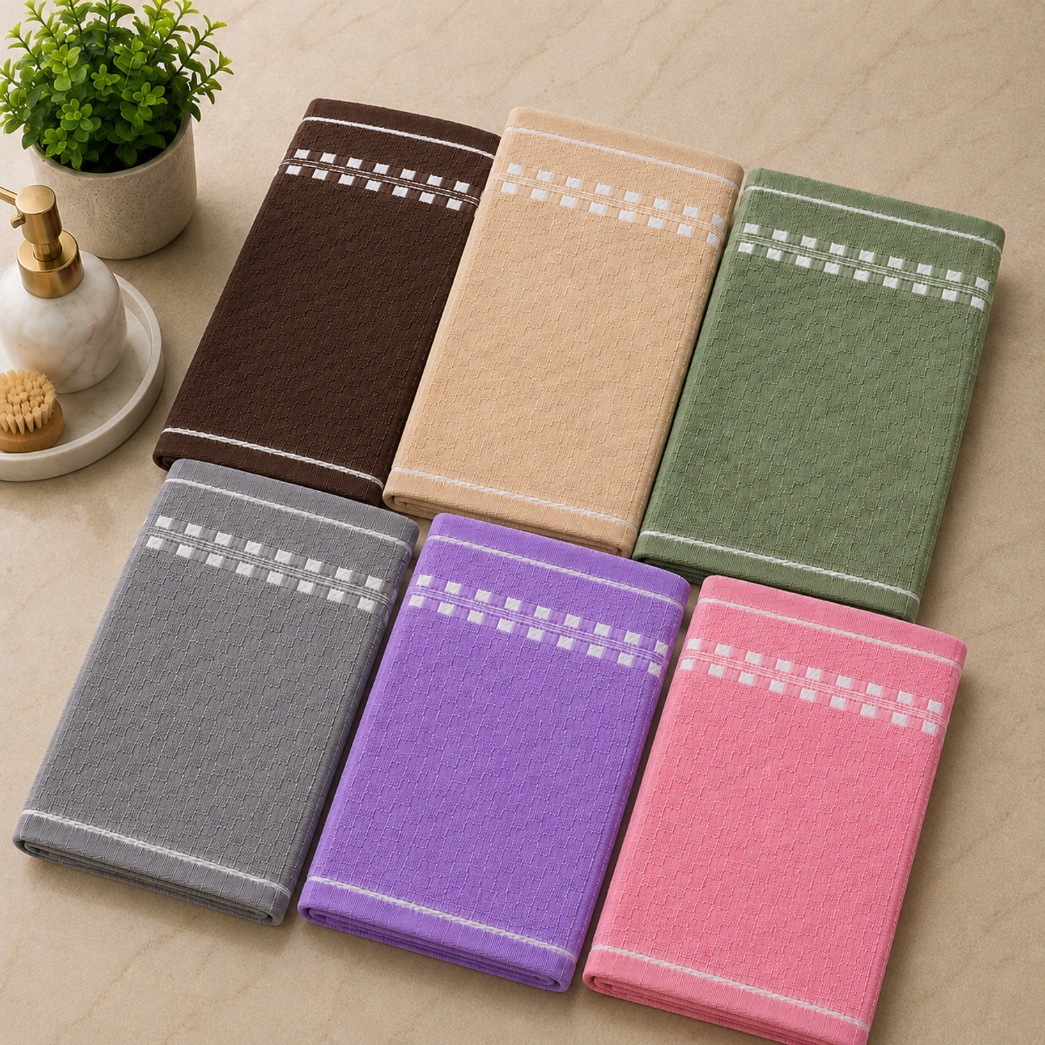 Image of TURBOMAX Cotton 490 GSM Hand, Face Towel (Pack of 6)