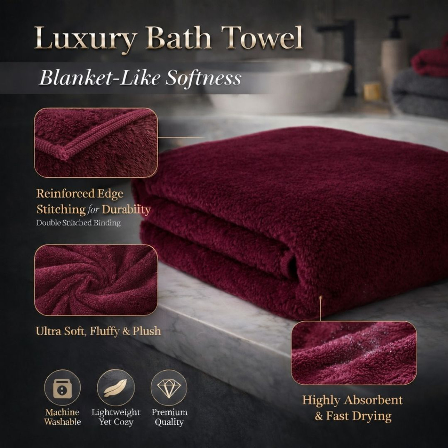 Image of klenvi Microfiber 500 GSM Bath, Beach, Face, Hair, Hand, Sport Towel